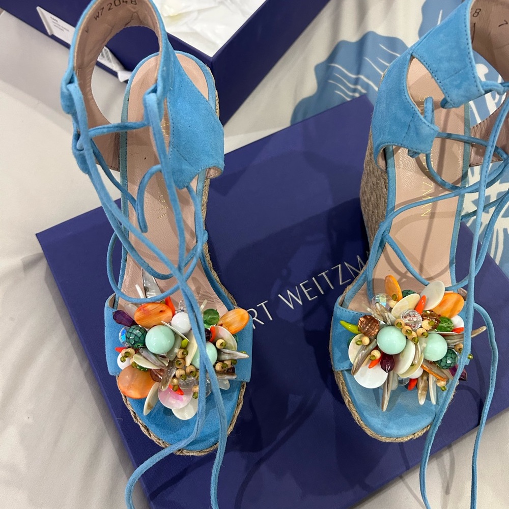 💰PRICE⬇️ STUART. WEITZMAN • Cake Wedge Sandal • sz 7 - Picture 3 of 10